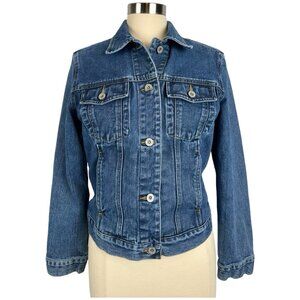 Eddie Bauer Womens Small S Trucker Denim Jean Jacket Cotton americana Classic